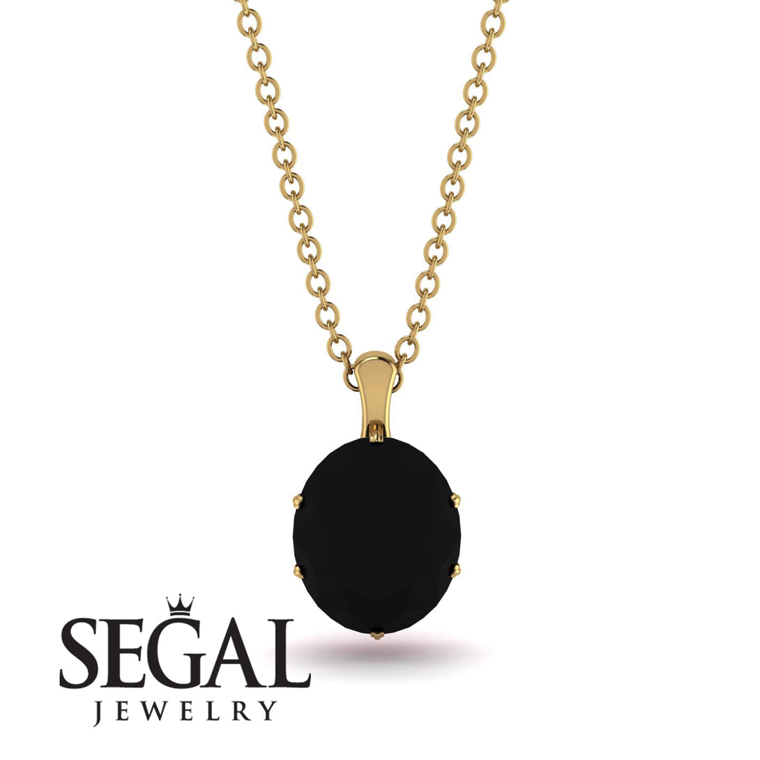 Oval Black Diamond Hidden Halo Necklace - Gemma No. 52