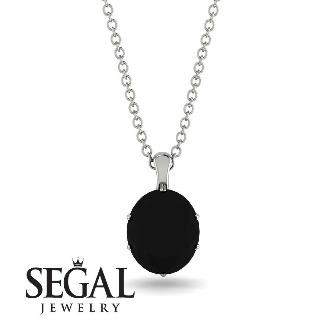 Oval Black Diamond Hidden Halo Necklace - Gemma No. 9