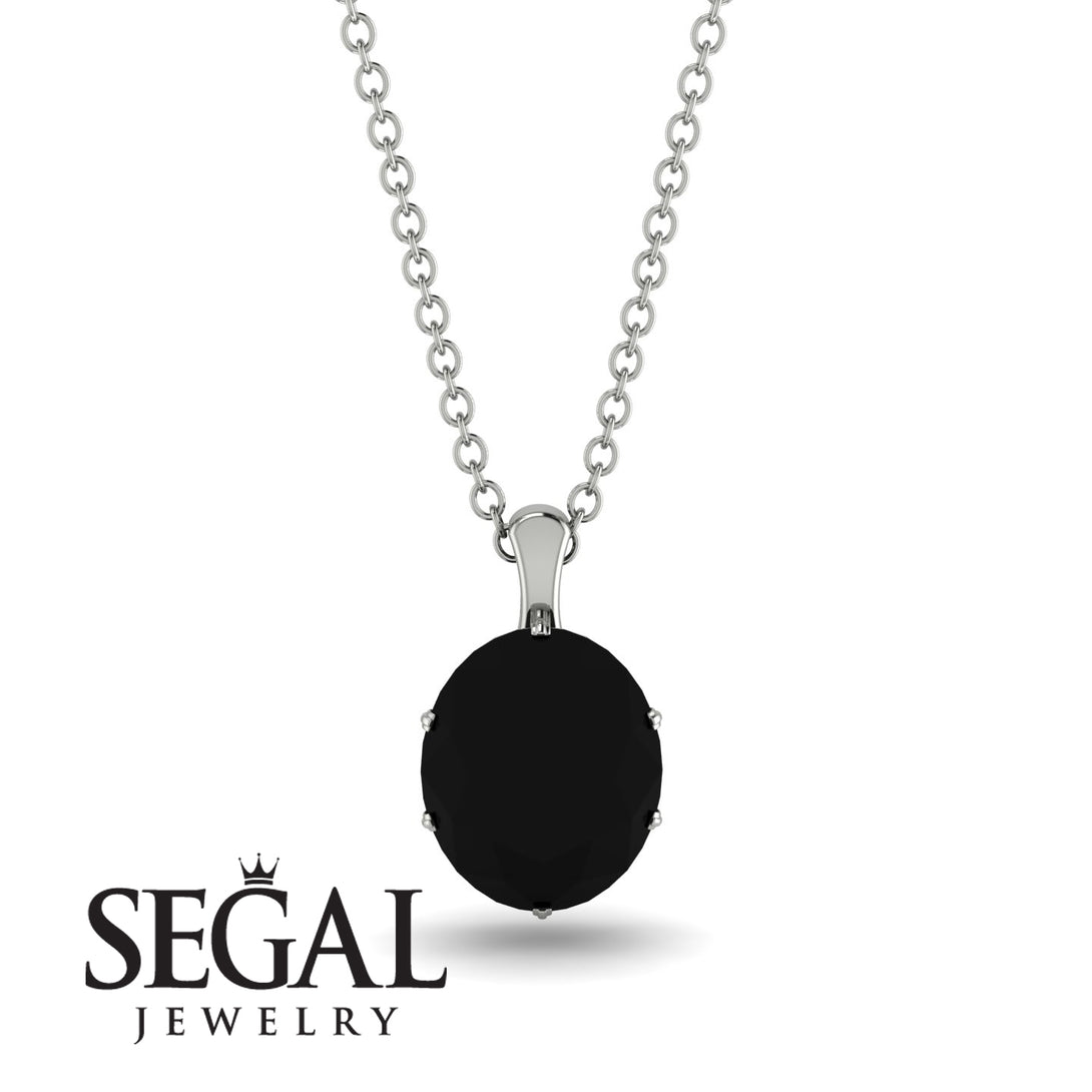Oval Black Diamond Hidden Halo Necklace - Gemma No. 39