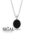 Oval Black Diamond Hidden Halo Necklace - Gemma No. 54