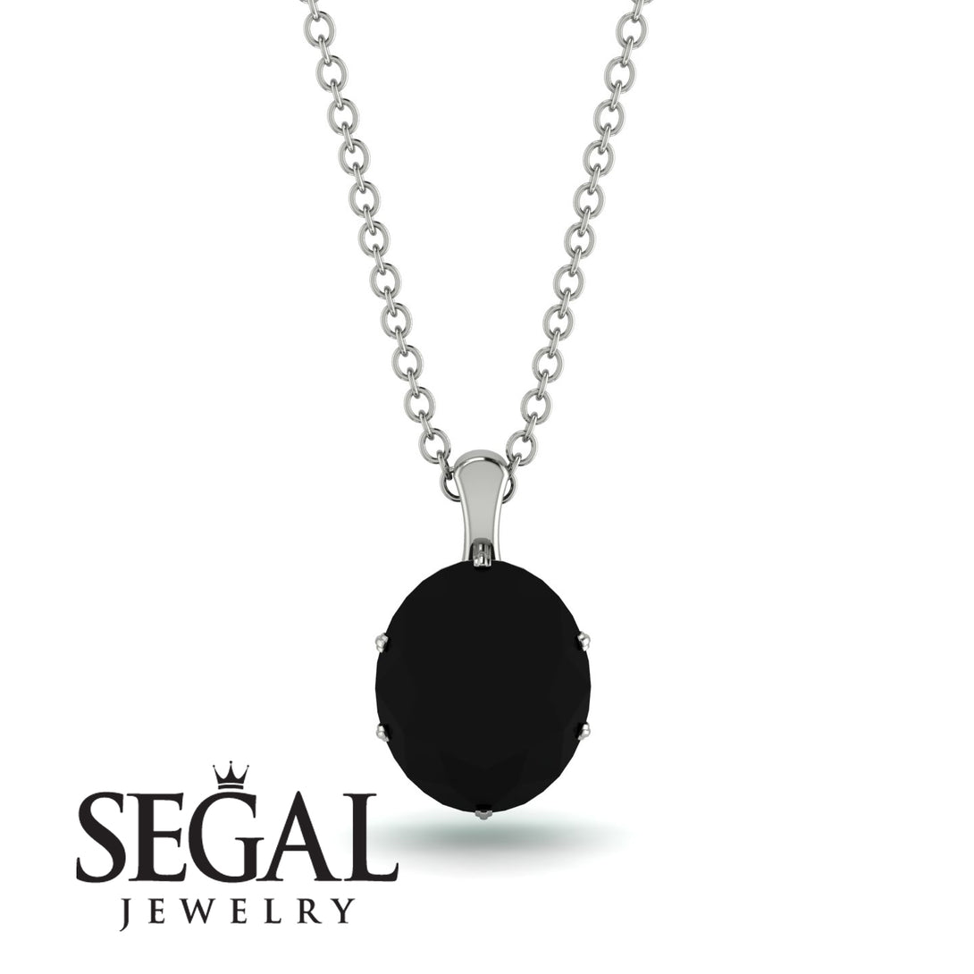 Oval Black Diamond Hidden Halo Necklace - Gemma No. 24