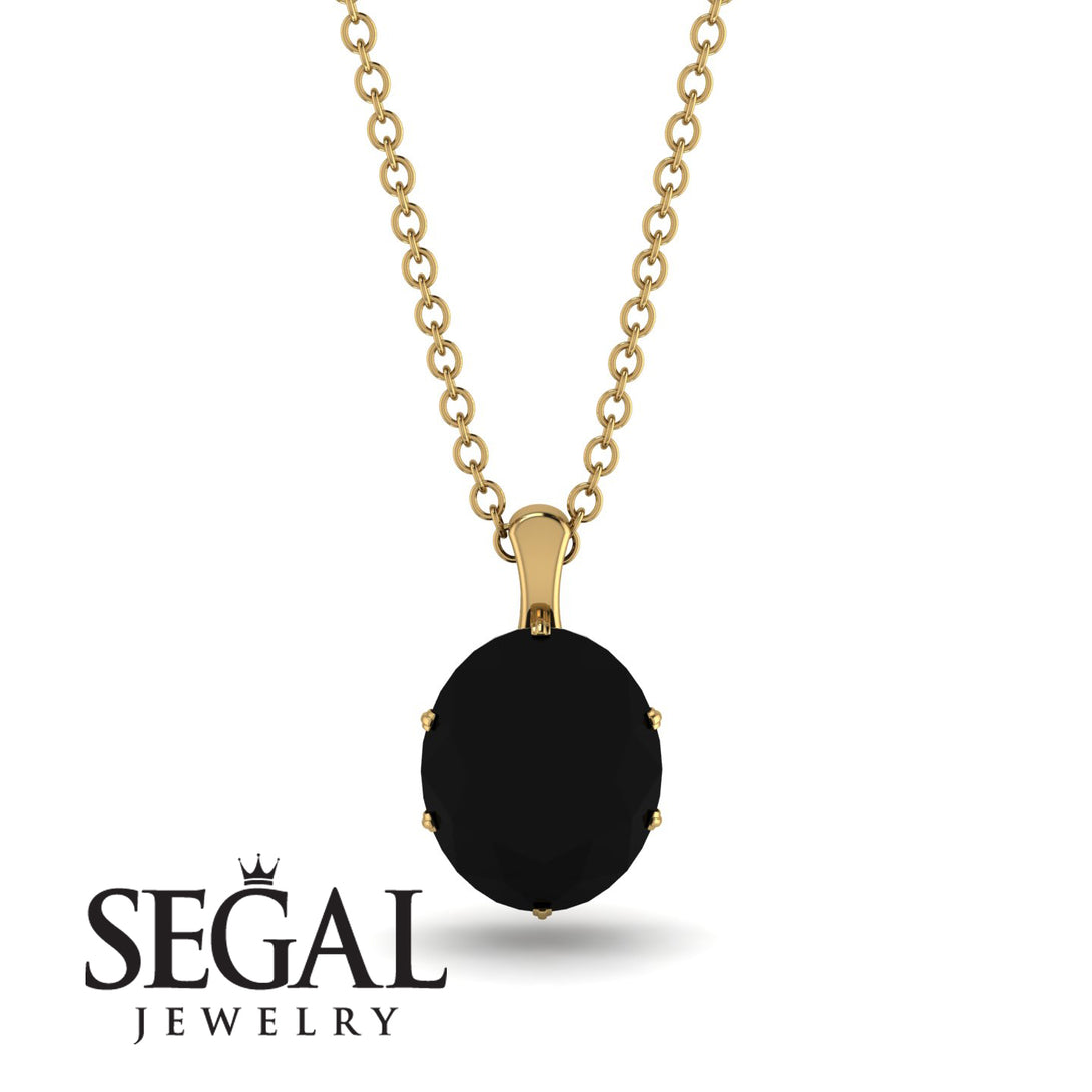 Oval Black Diamond Hidden Halo Necklace - Gemma No. 37