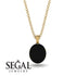 Oval Black Diamond Hidden Halo Necklace - Gemma No. 37