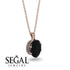 Oval Black Diamond Hidden Halo Necklace - Gemma No. 8