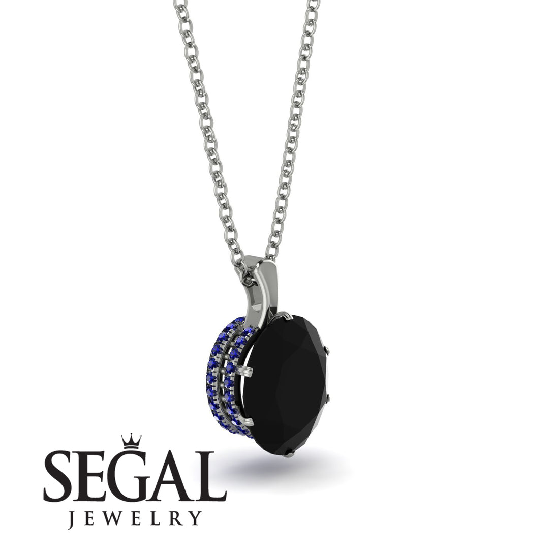 Oval Black Diamond Hidden Halo Necklace - Gemma No. 69