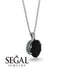 Oval Black Diamond Hidden Halo Necklace - Gemma No. 9