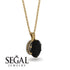 Oval Black Diamond Hidden Halo Necklace - Gemma No. 7 image 2