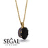 Oval Black Diamond Hidden Halo Necklace - Gemma No. 67