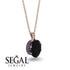 Oval Black Diamond Hidden Halo Necklace - Gemma No. 68