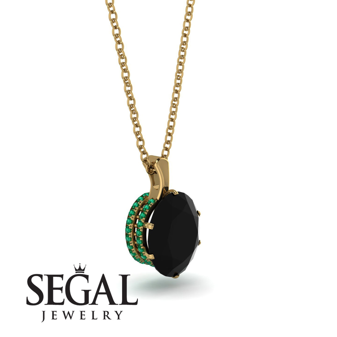 Oval Black Diamond Hidden Halo Necklace - Gemma No. 22