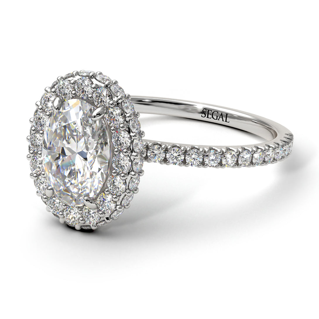 Oval Diamond Halo Hidden Diamonds Ring - Amy No. 3