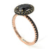 Two Tones Oval Black Diamond Halo Hidden Diamonds Ring - Amy No. 79