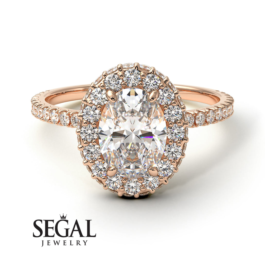 Oval Diamond Halo Hidden Diamonds Ring - Amy No. 2