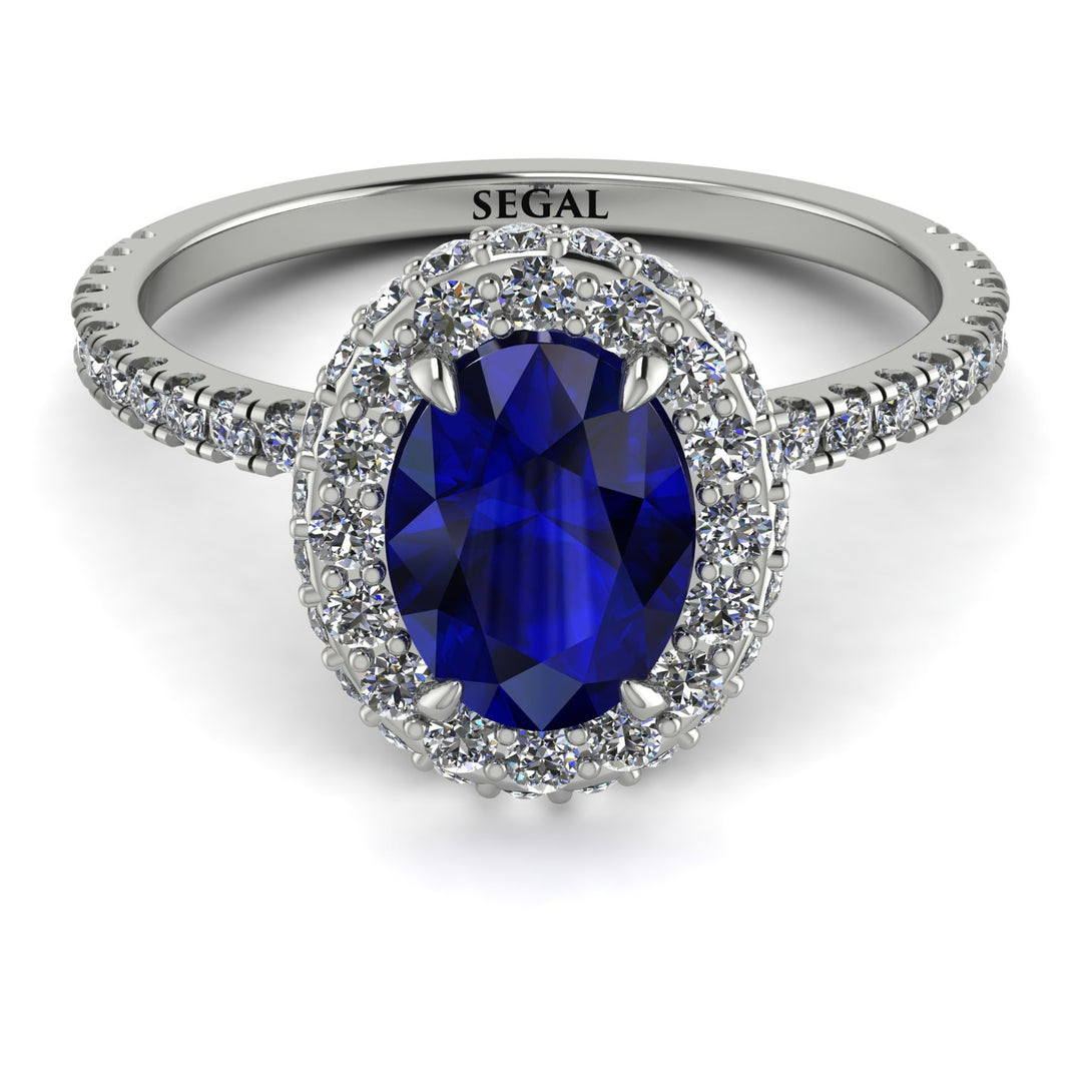 Oval Diamond Halo Hidden Diamonds Ring - Amy No. 15