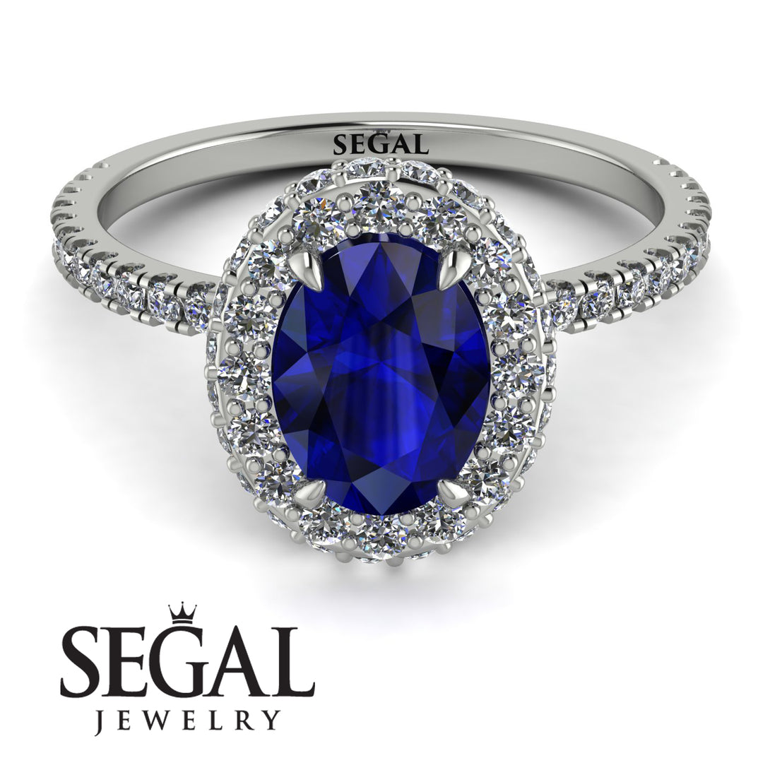 Oval Diamond Halo Hidden Diamonds Ring - Amy No. 15