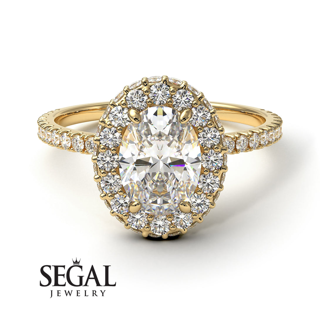 Oval Diamond Halo Hidden Diamonds Ring - Amy No. 1