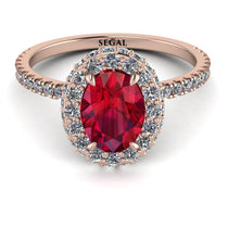 Oval Ruby Halo Hidden Diamond Ring - Amy No. 11 image 1