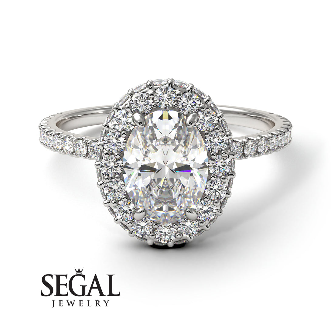 Oval Diamond Halo Hidden Diamonds Ring - Amy No. 3