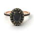 Two Tones Oval Black Diamond Halo Hidden Diamonds Ring - Amy No. 79
