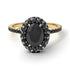 Two Tones Oval Black Diamond Halo Hidden Diamonds Ring - Amy No. 80