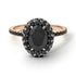 Two Tones Oval Black Diamond Halo Hidden Diamonds Ring - Amy No. 81