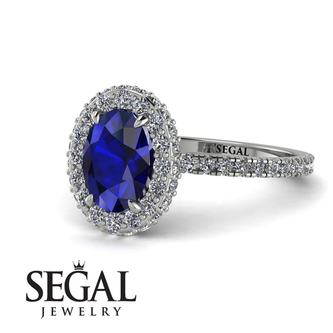 Oval Diamond Halo Hidden Diamonds Ring - Amy No. 15