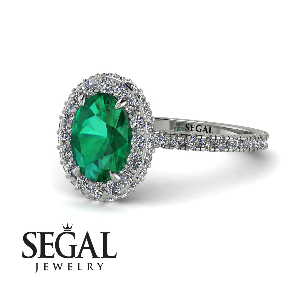 Oval Diamond Halo Hidden Diamonds Ring - Amy No. 6