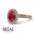 Oval Ruby Halo Hidden Diamond Ring - Amy No. 11