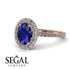 Oval Sapphire Halo Hidden Diamonds Ring - Amy No. 14 image 3