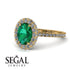 Oval Emerald Halo Hidden Diamonds Ring - Amy No. 4