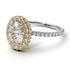 Two Tones Oval Diamond Halo Hidden Diamonds Ring - Amy No. 77