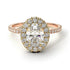 Two Tones Oval Diamond Halo Hidden Diamonds Ring - Amy No. 76