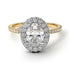 Two Tones Oval Diamond Halo Hidden Diamonds Ring - Amy No. 77