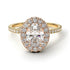Two Tones Oval Diamond Halo Hidden Diamonds Ring - Amy No. 76