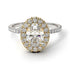 Two Tones Oval Diamond Halo Hidden Diamonds Ring - Amy No. 77