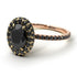 Two Tones Oval Black Diamond Halo Hidden Diamonds Ring - Amy No. 79