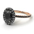 Two Tones Oval Black Diamond Halo Hidden Diamonds Ring - Amy No. 81