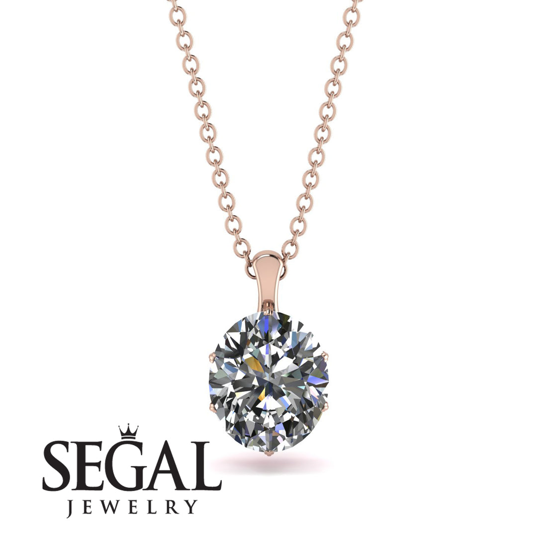 Oval Diamond Hidden Halo Necklace - Gemma No. 47