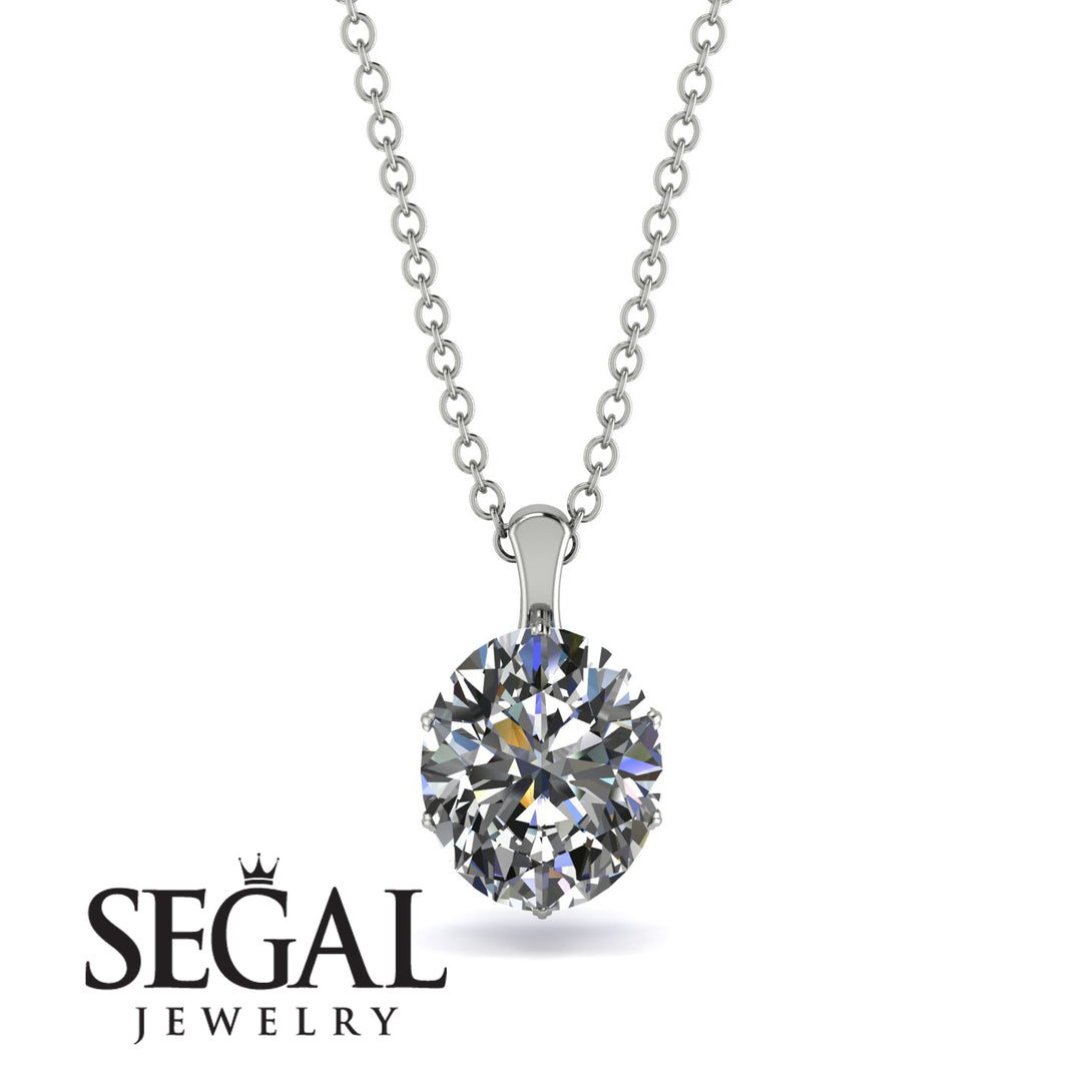 Oval Diamond Hidden Halo Necklace - Gemma No. 63