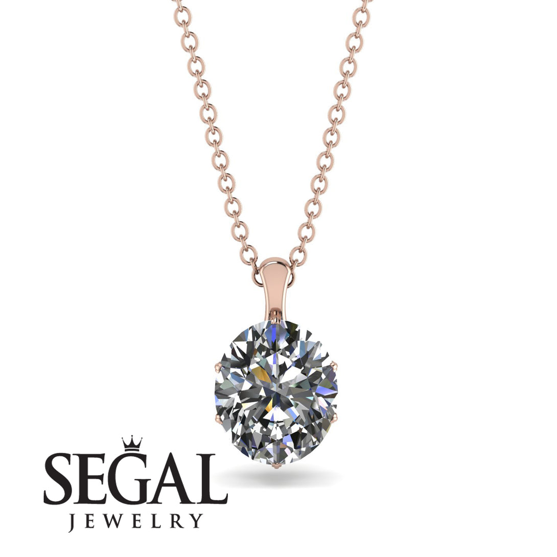 Oval Diamond Hidden Halo Necklace - Gemma No. 32