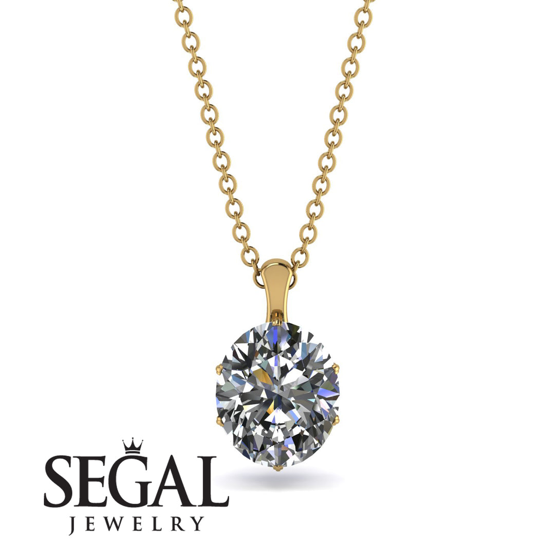 Oval Diamond Hidden Halo Necklace - Gemma No. 61