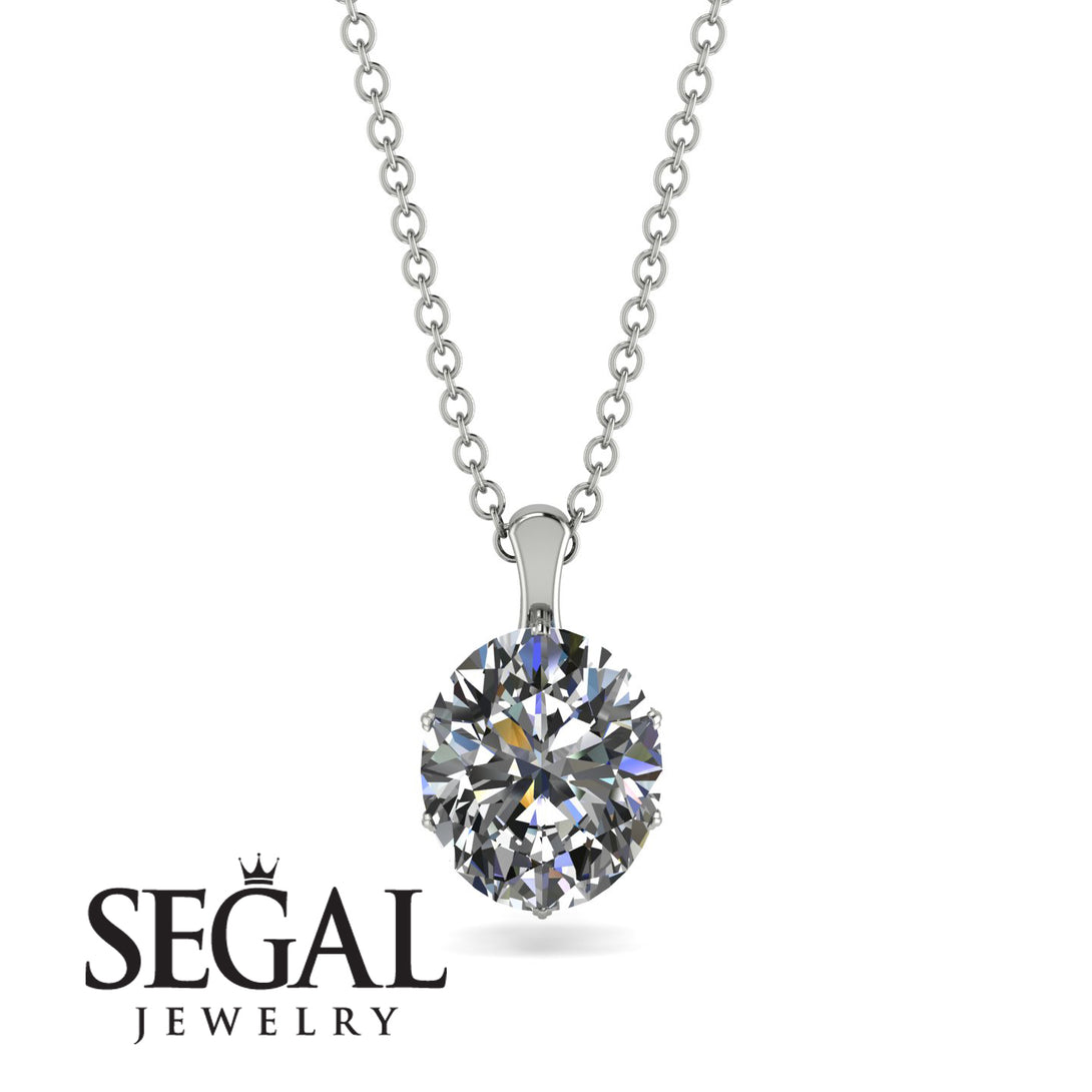 Oval Diamond Hidden Halo Necklace - Gemma No. 3