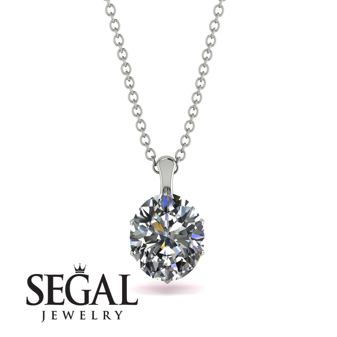 Oval Diamond Hidden Halo Necklace - Gemma No. 48