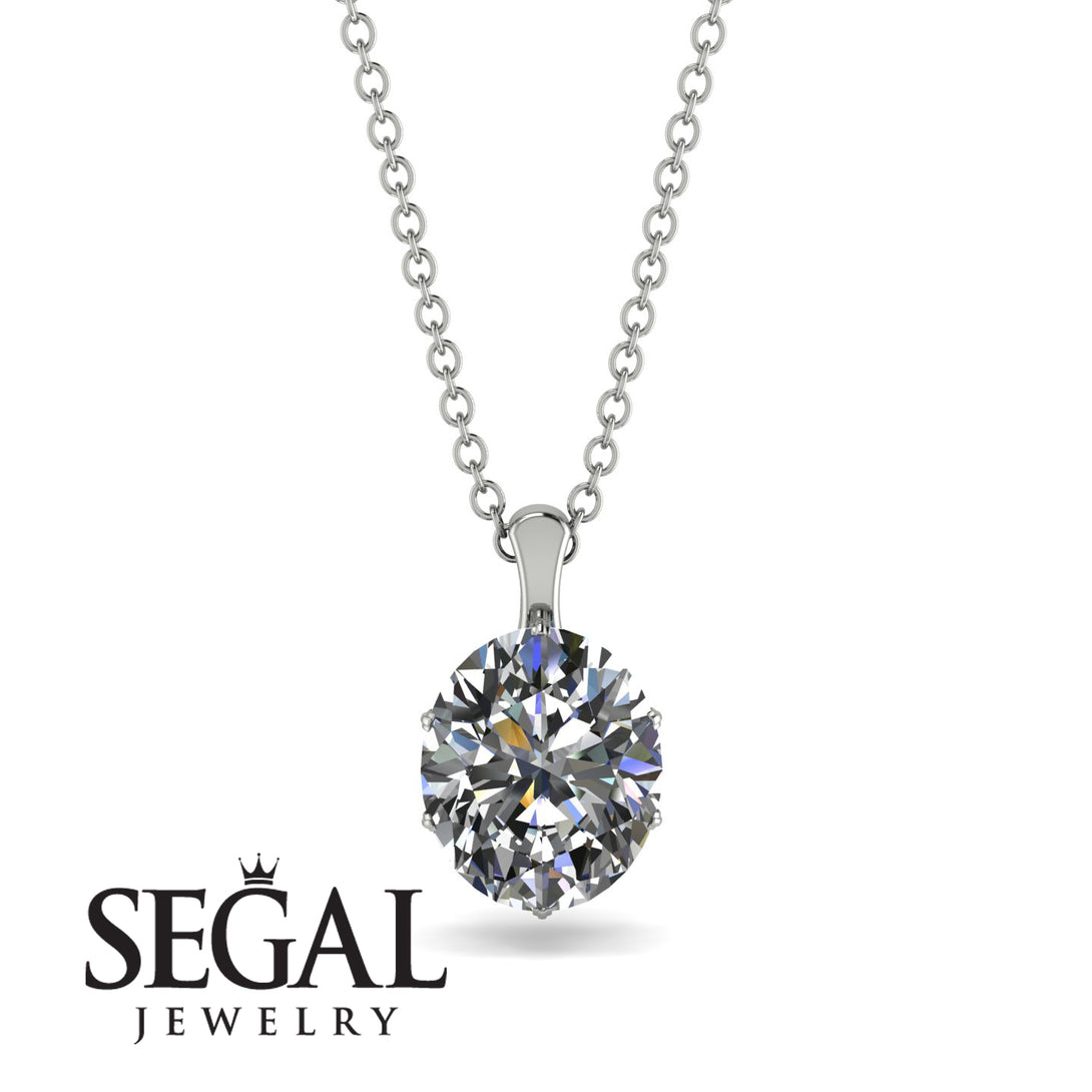 Oval Diamond Hidden Halo Necklace - Gemma No. 33