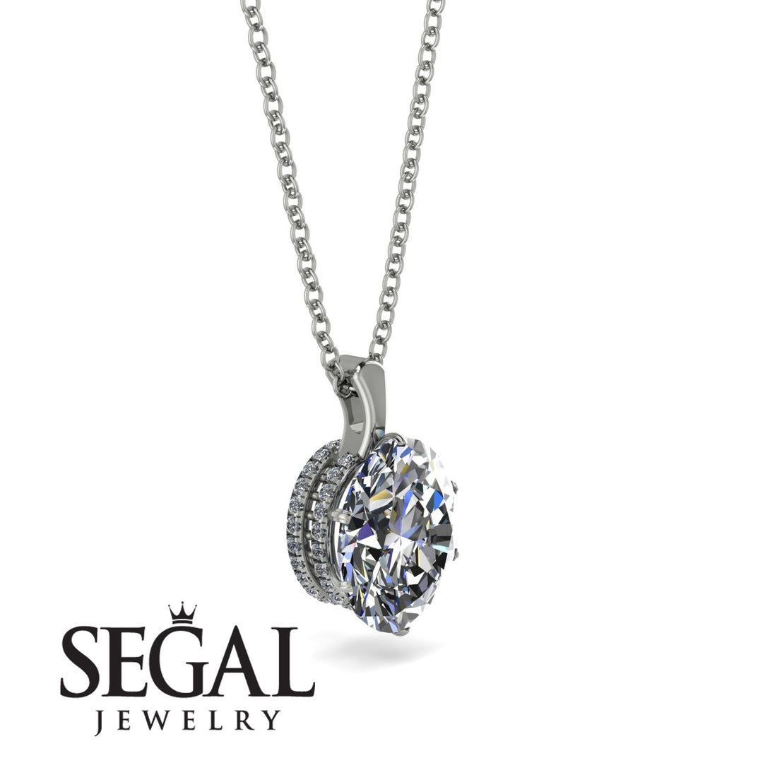Oval Diamond Hidden Halo Necklace - Gemma No. 3