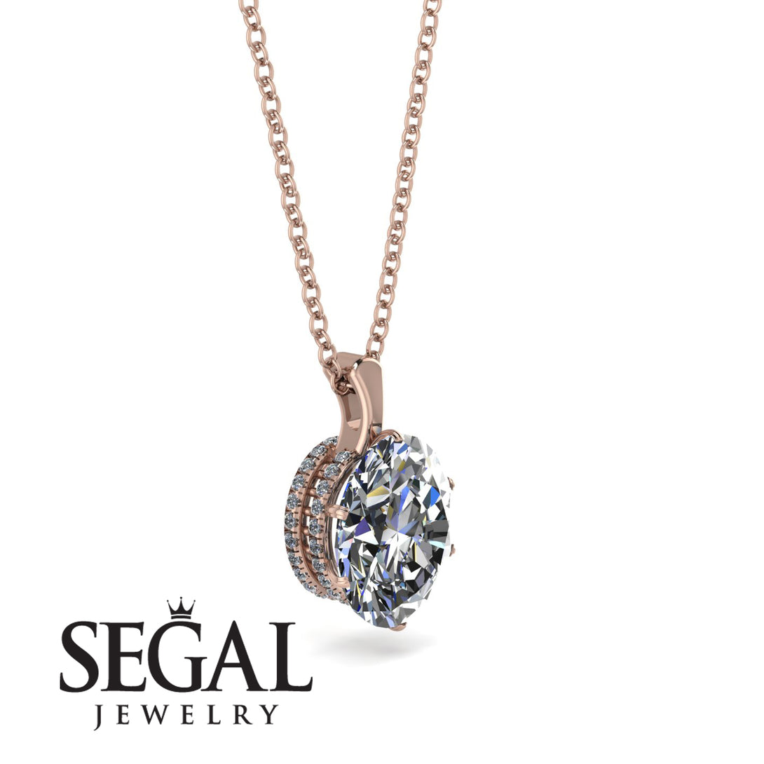Oval Diamond Hidden Halo Necklace - Gemma No. 2