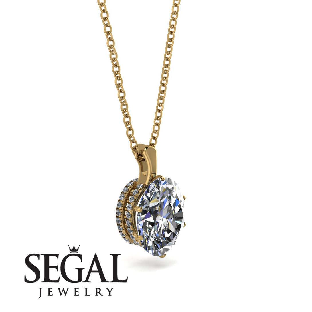 Oval Diamond Hidden Halo Necklace - Gemma No. 1