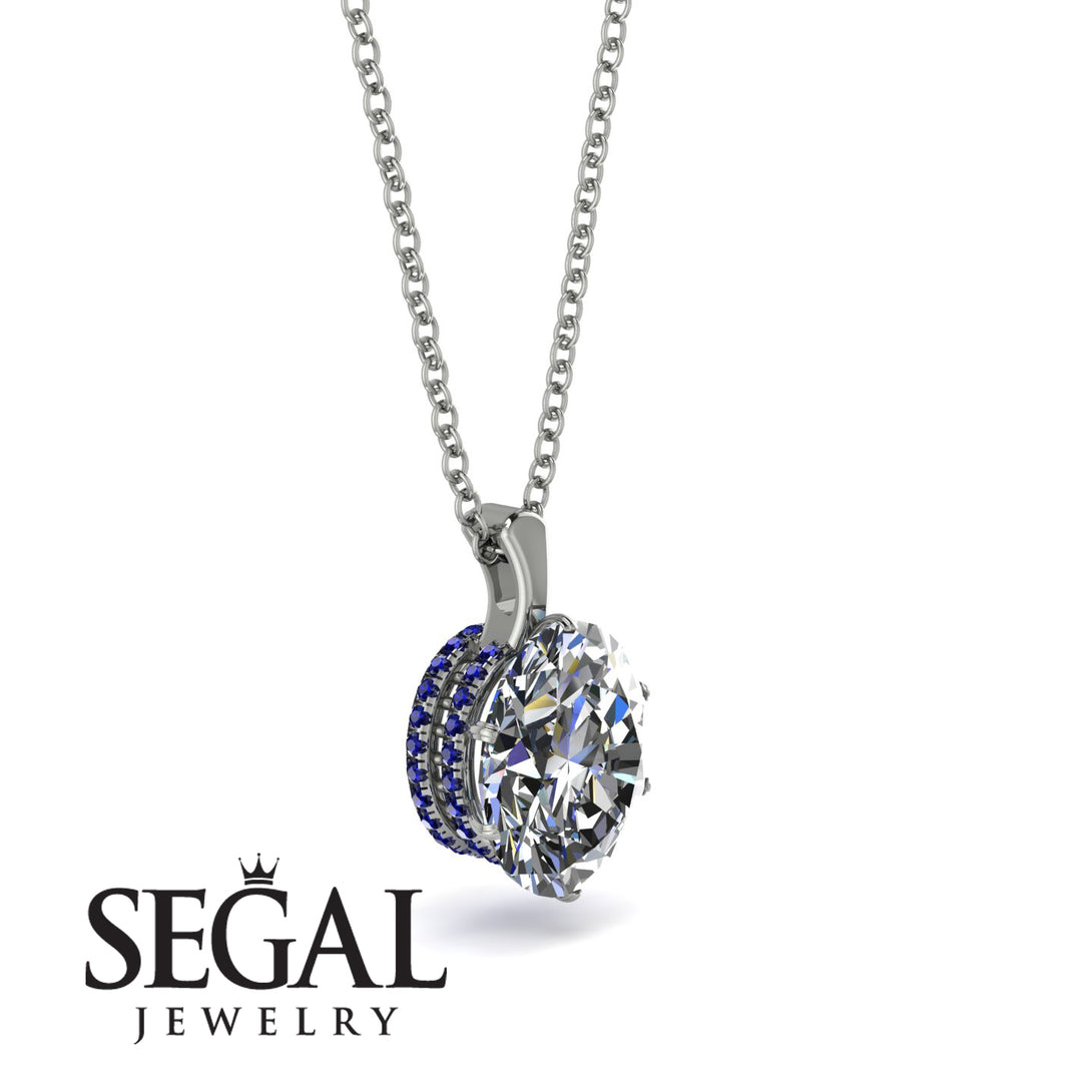 Oval Diamond Hidden Halo Necklace - Gemma No. 63