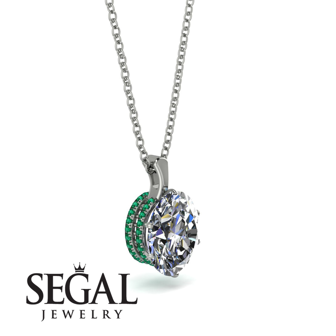 Oval Diamond Hidden Halo Necklace - Gemma No. 18