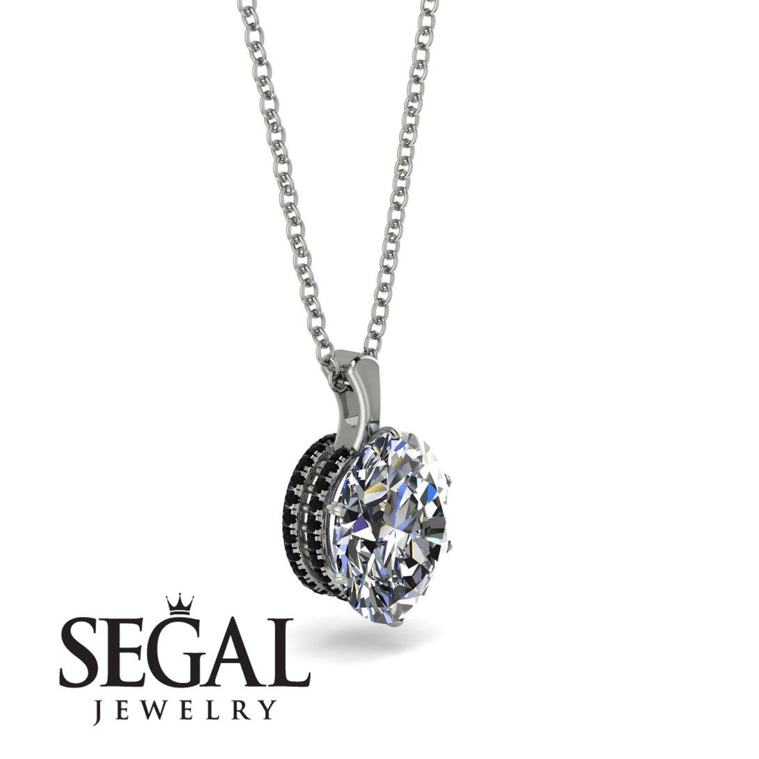 Oval Diamond Hidden Halo Necklace - Gemma No. 33